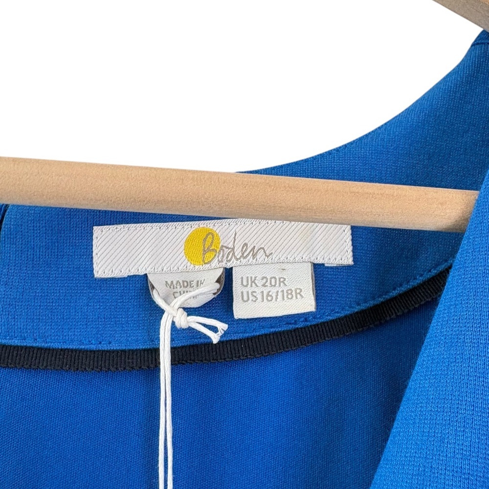 Boden Blue Wrap Front Midi Dress V-Neck 3/4 Sleeve US 16-18R NEW - Picture 3 of 8